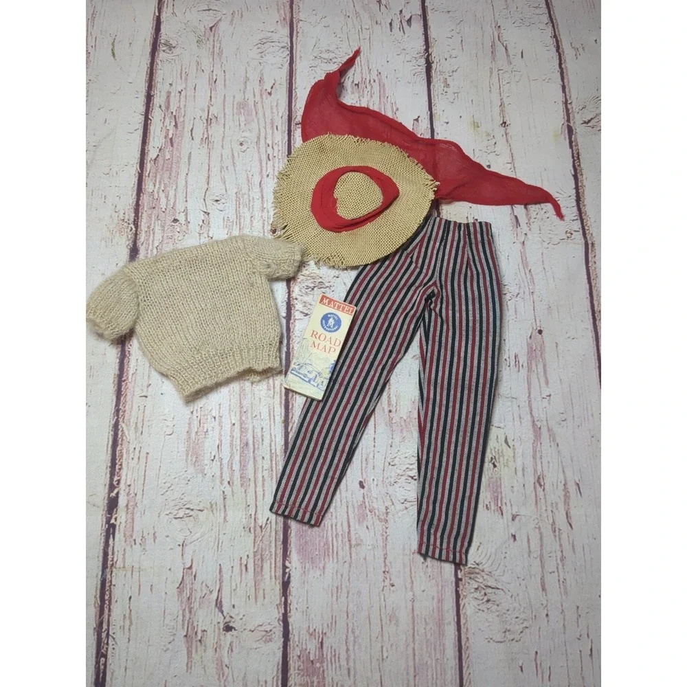 Vintage Barbie Open Road Outfit Sweater, Pants, Hat, Map